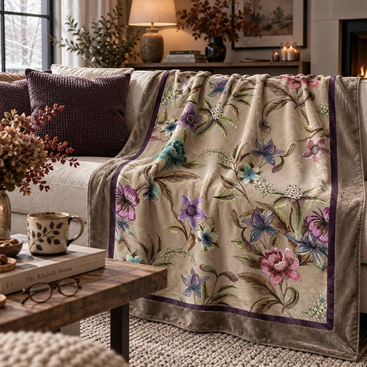 Casa Anversa Plaid In Velluto Stampato Astor Beige