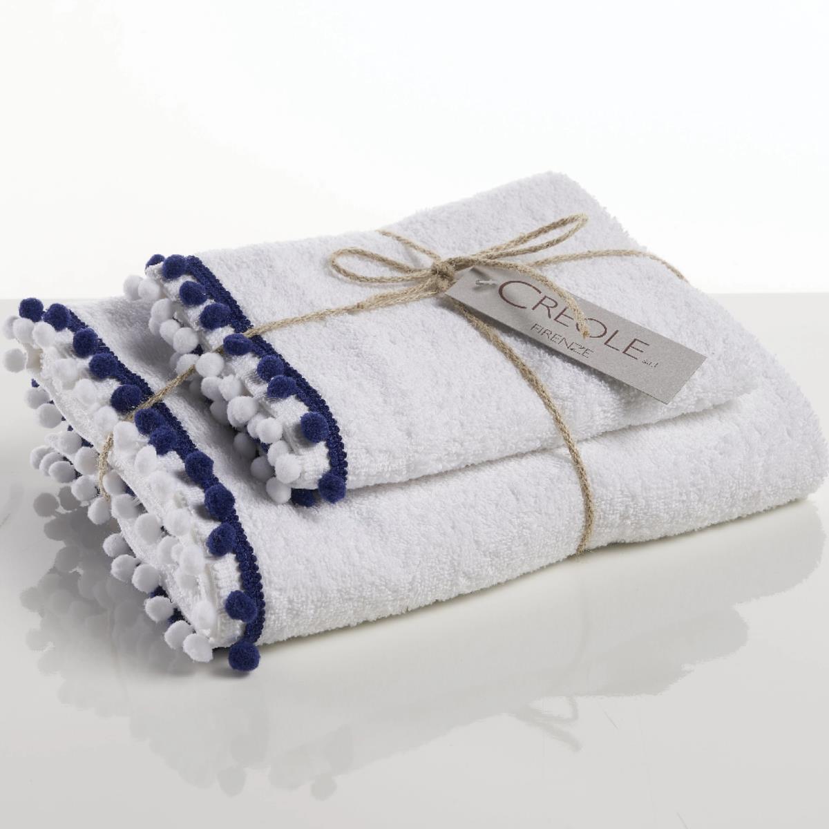 Creole Home Set Asciugamani 1+1 In Spugna Di Cotone Con Applicazione Byblos