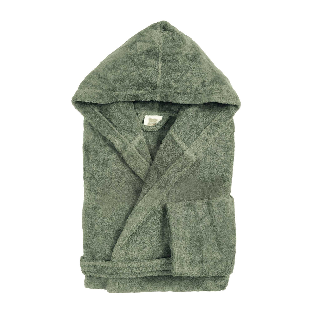 Biancoperla Accappatoio Con Cappuccio In Spugna Di Cotone Tinta Unita Perla Bosco
