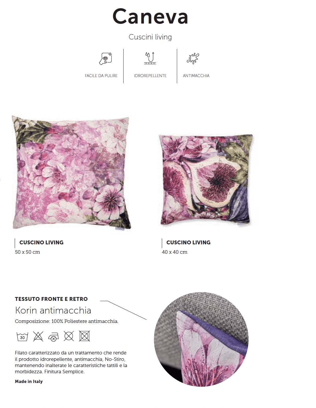 Maison Sucree' Cuscino Arredo In Tessuto Antimacchia Stampato Doubleface Caneva