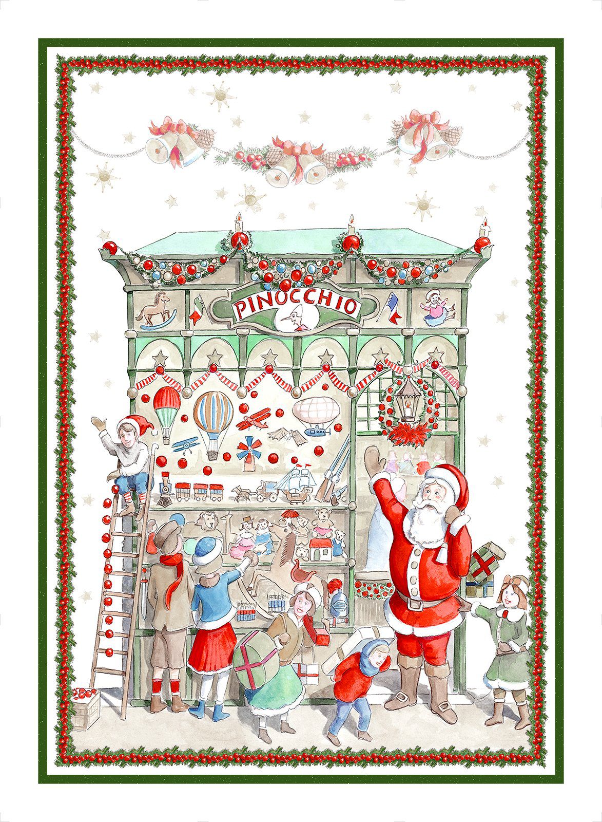 TESSITURA TOSCANA TELERIE STROFINACCIO NATALIZIO IN LINO CHRISTMAS SHOPPING