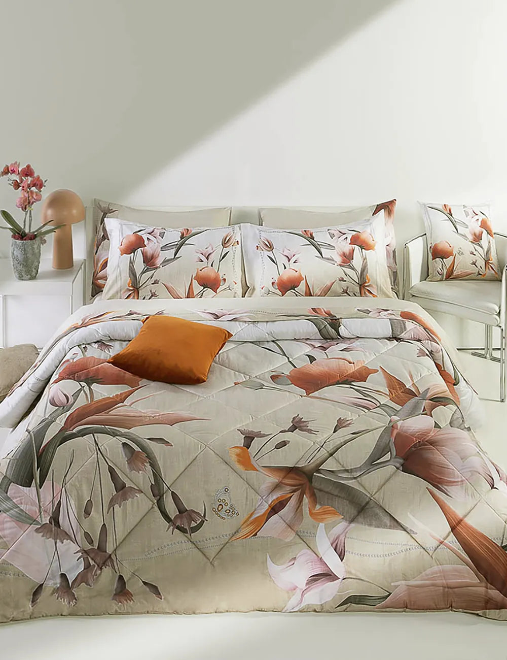 Tessitura Randi Bloom Completo Lenzuola Matrimoniale Con Bordo Fantasia Copper