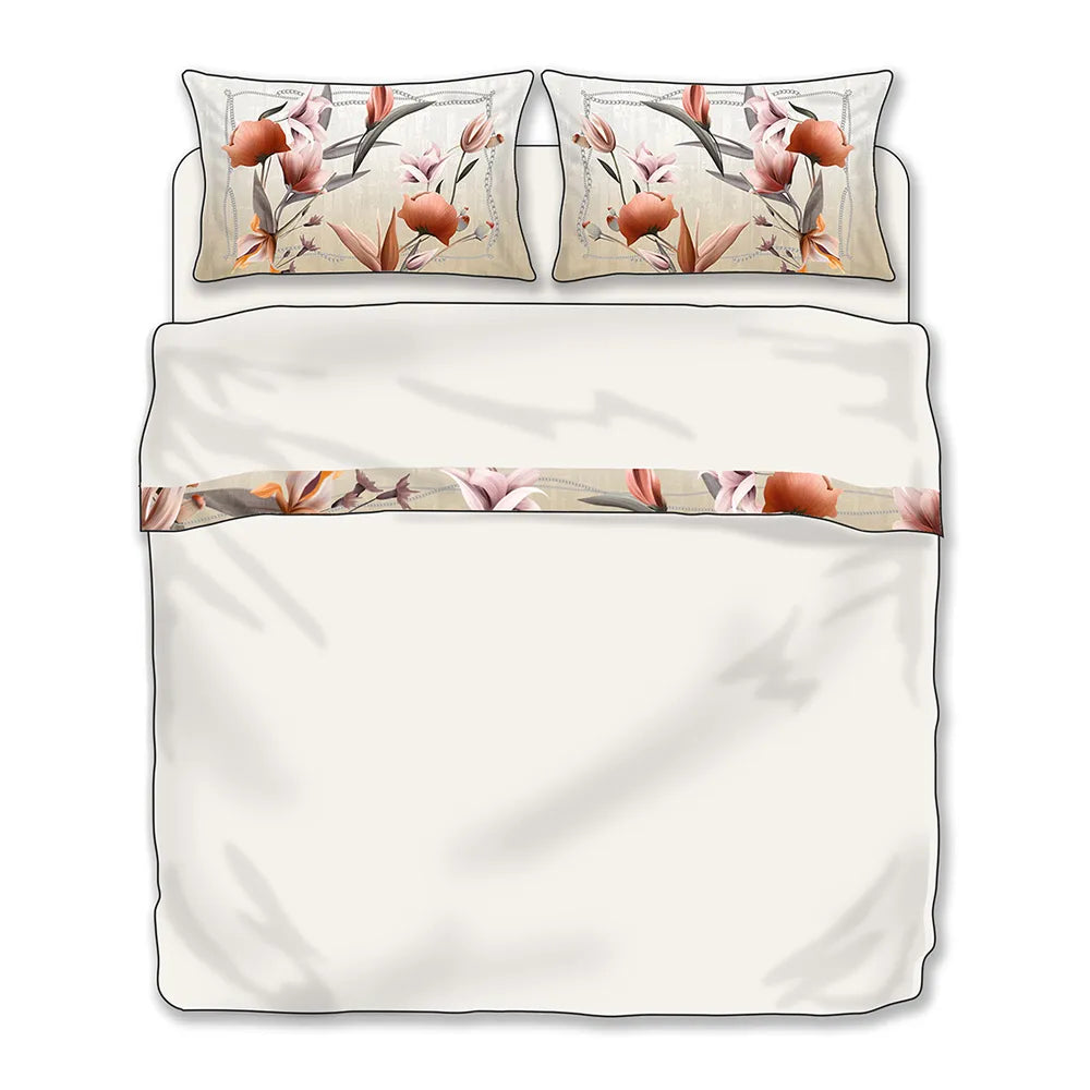 Tessitura Randi Bloom Completo Lenzuola Matrimoniale Con Bordo Fantasia Copper