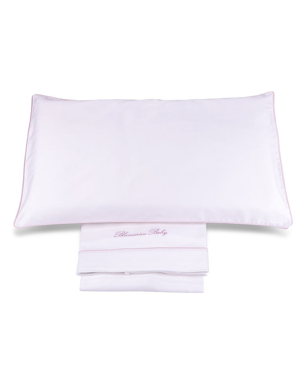 Blumarine Baby Completo lenzuola culla 3 pz in raso di cotone Baby Blu