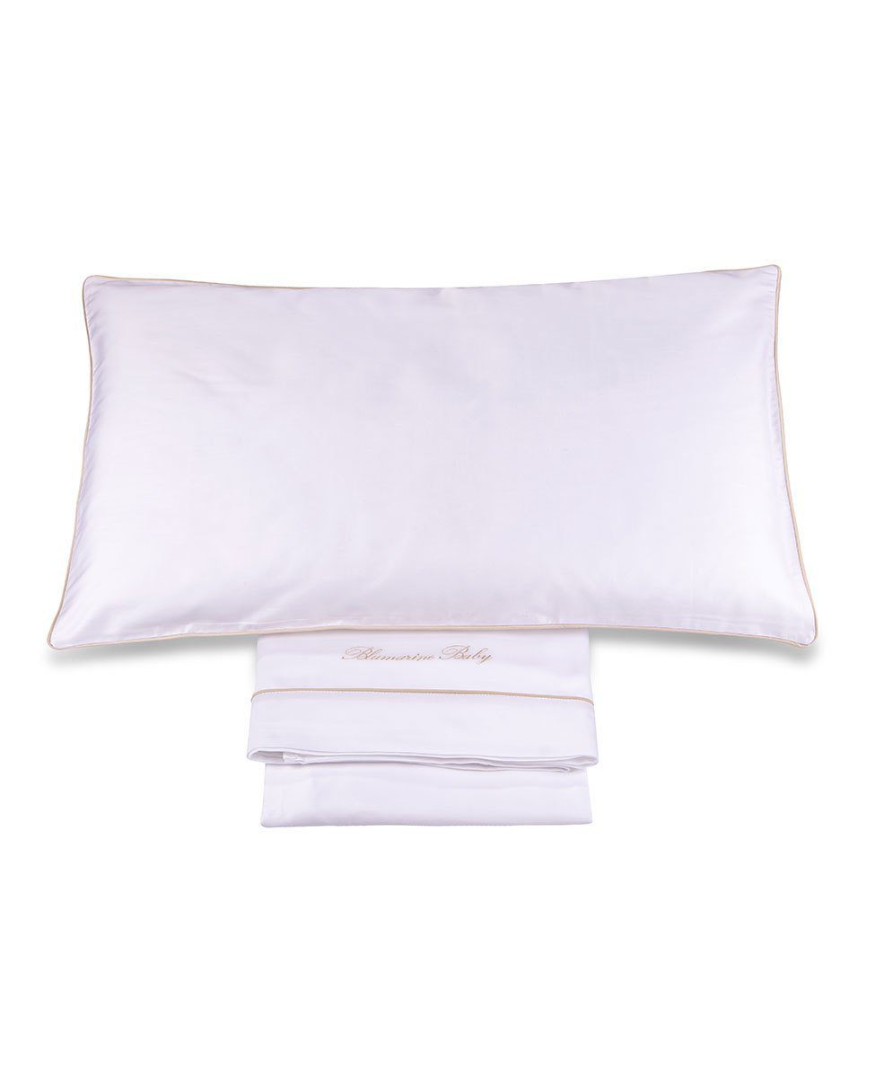 Blumarine Baby Completo Lenzuola Lettino 3 Pz In Raso Di Cotone Baby Blu
