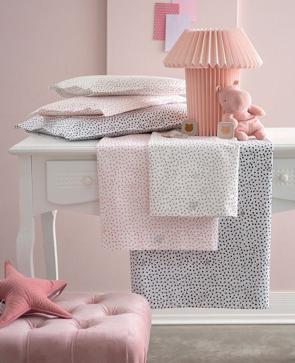 Blumarine Baby Completo Lenzuola Lettino In Percalle Di Cotone Stampato Malu'