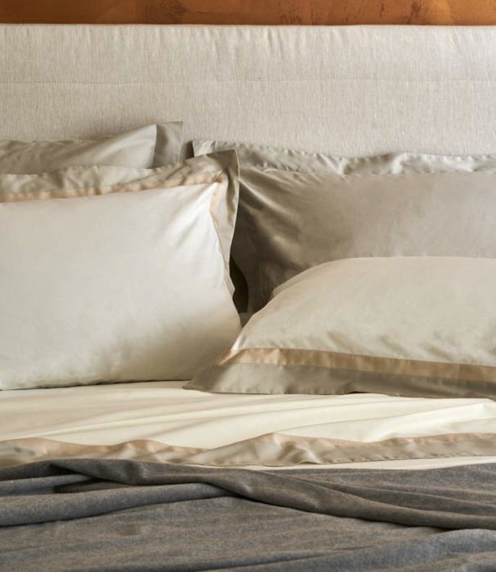 Biancoperla Completo Lenzuola Matrimoniale In Puro Cotone Con Doppia Balza In Raso Di Cotone Twin