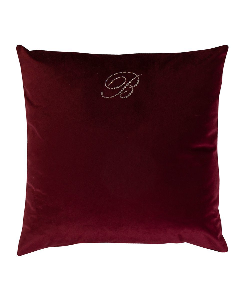 Blumarine Cuscino Arredo In Velluto Con Logo Swarovski Blu Velvet