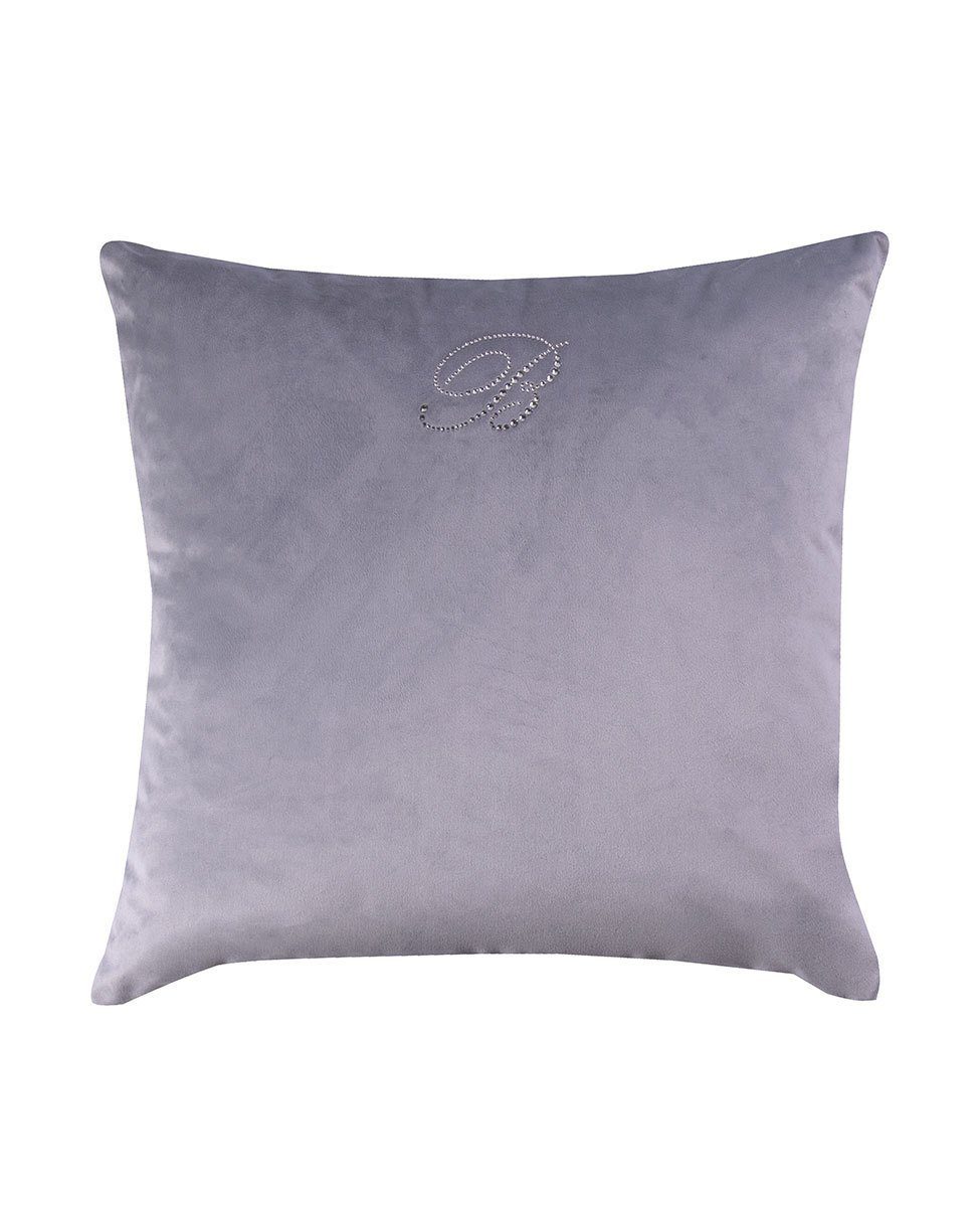 Blumarine Cuscino Arredo In Velluto Con Logo Swarovski Blu Velvet