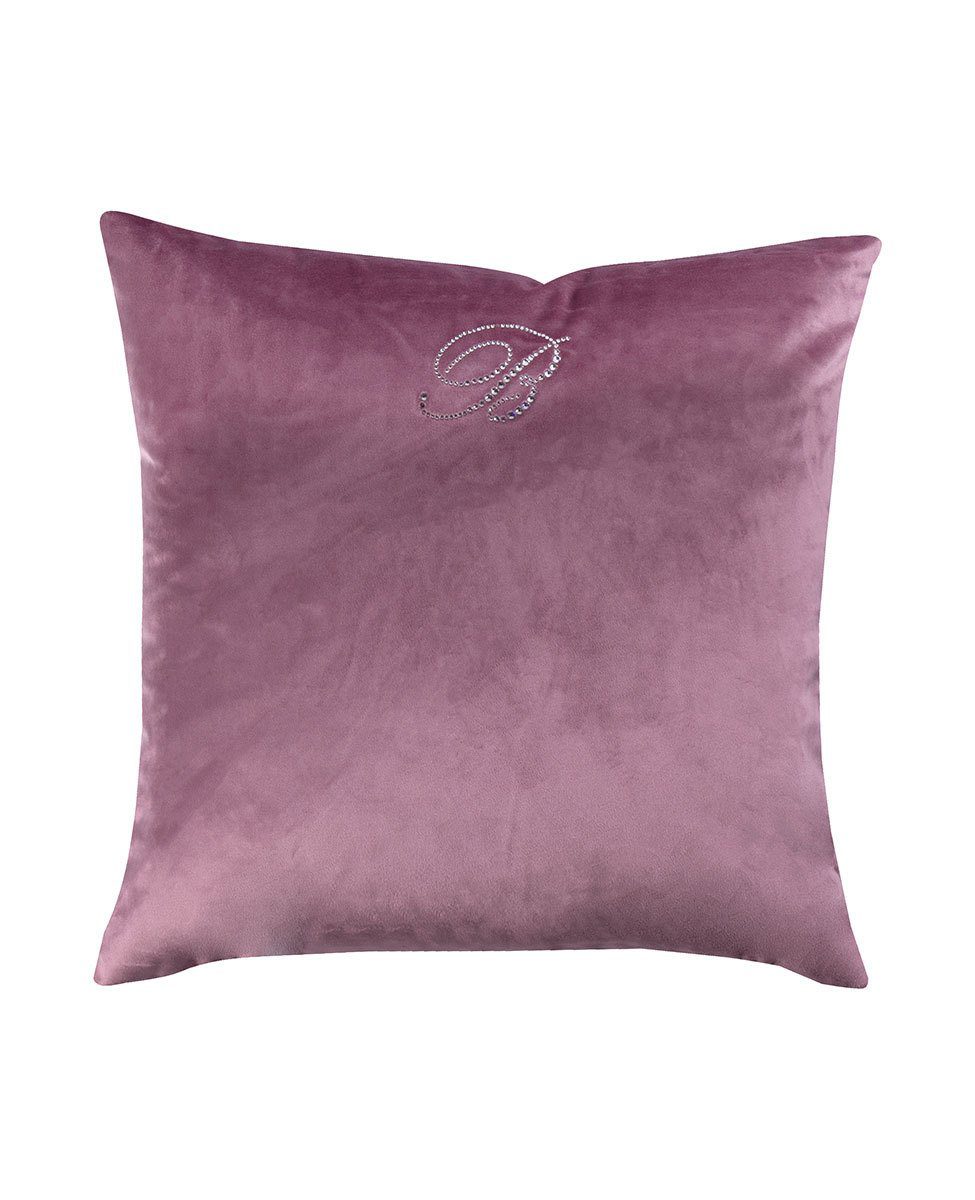 Blumarine Cuscino Arredo In Velluto Con Logo Swarovski Blu Velvet