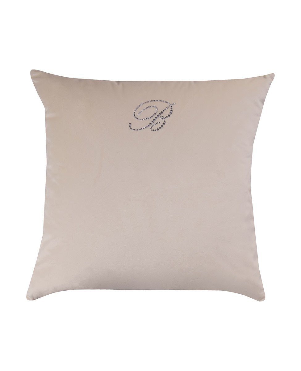 Blumarine Cuscino Arredo In Velluto Con Logo Swarovski Blu Velvet