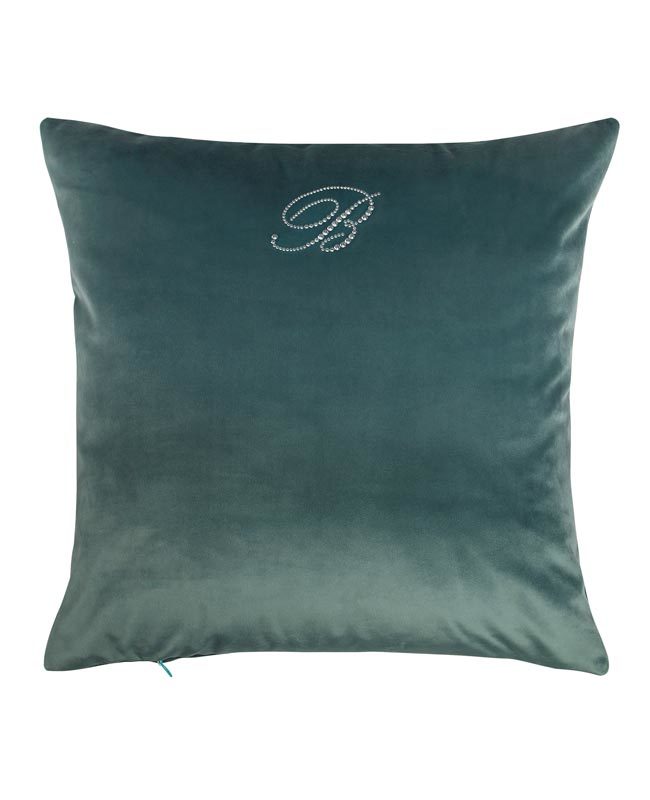 Blumarine Cuscino Arredo In Velluto Con Logo Swarovski Blu Velvet