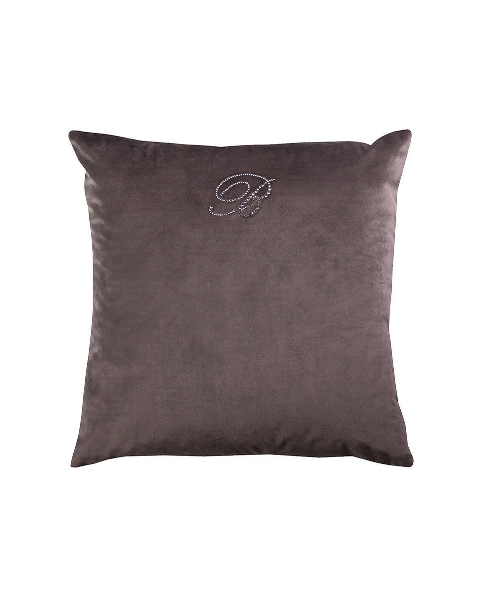 Blumarine Cuscino Arredo In Velluto Con Logo Swarovski Blu Velvet