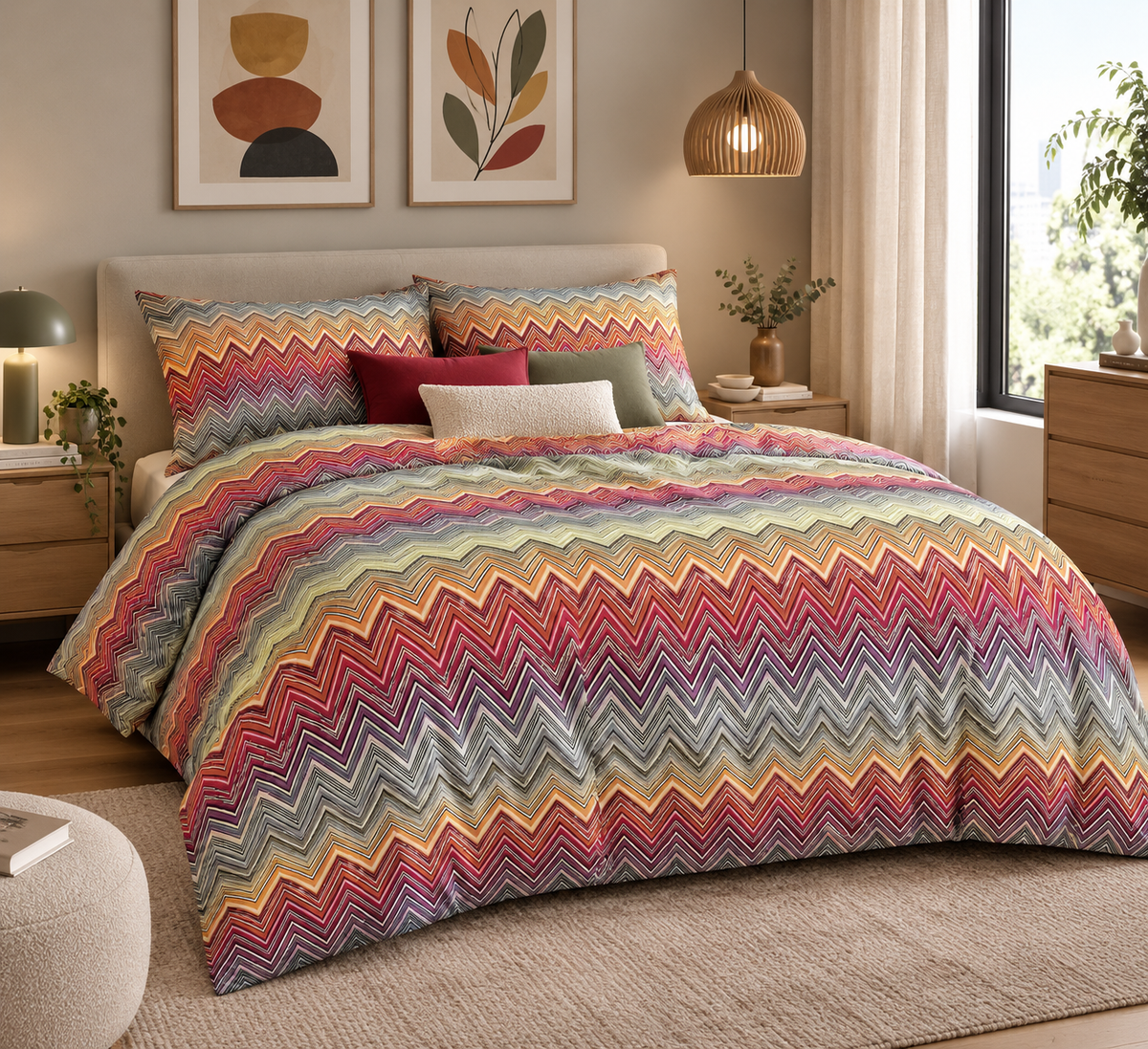 Missoni Home Parure Copripiumino Matrimoniale In Raso Di Cotone Trevor