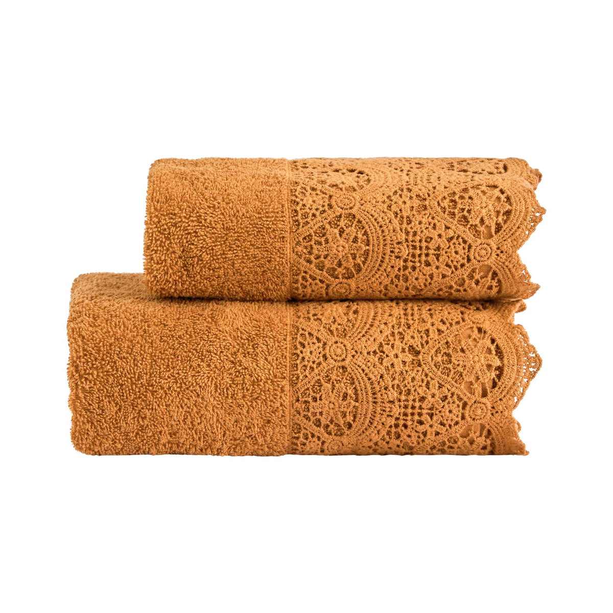 Biancoperla Set Asciugamano 1+1 In Spugna Di Cotone Con Balza In Pizzo Macrame' Canastra
