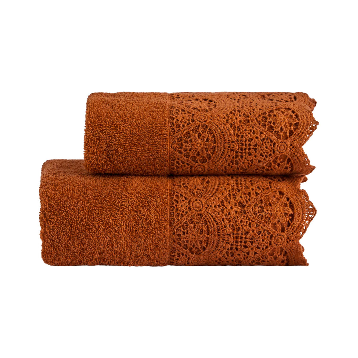 Biancoperla Set Asciugamano 1+1 In Spugna Di Cotone Con Balza In Pizzo Macrame' Canastra