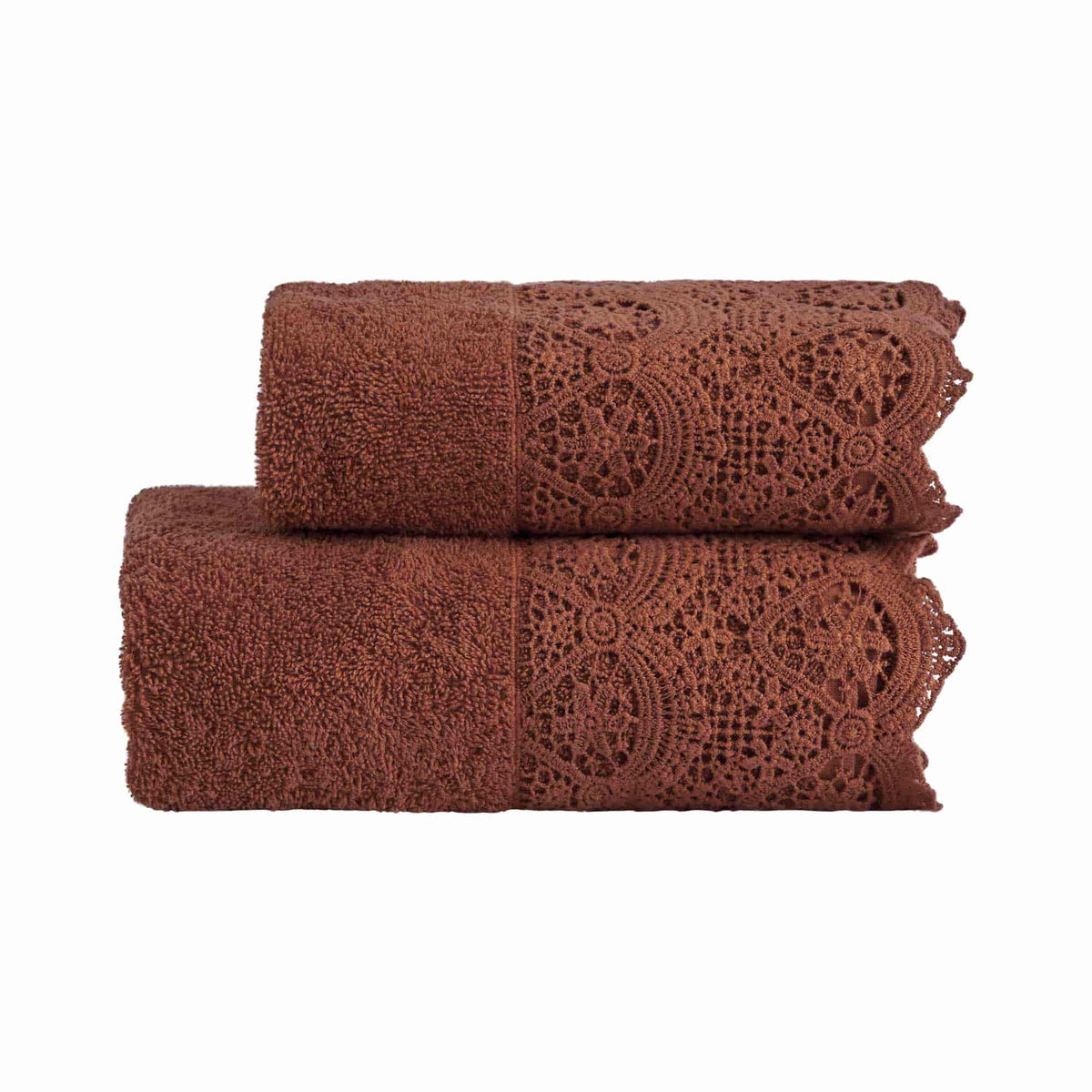 Biancoperla Set Asciugamano 1+1 In Spugna Di Cotone Con Balza In Pizzo Macrame' Canastra