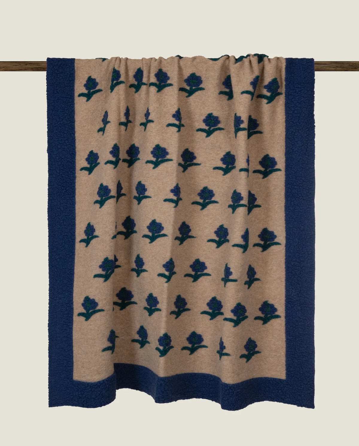 Frati Home Coperta Plaid In Lana Cotta Daisy Blu