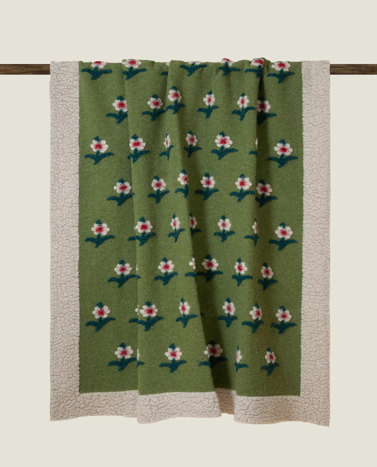 Frati Home Coperta Plaid In Lana Cotta Daisy Verde