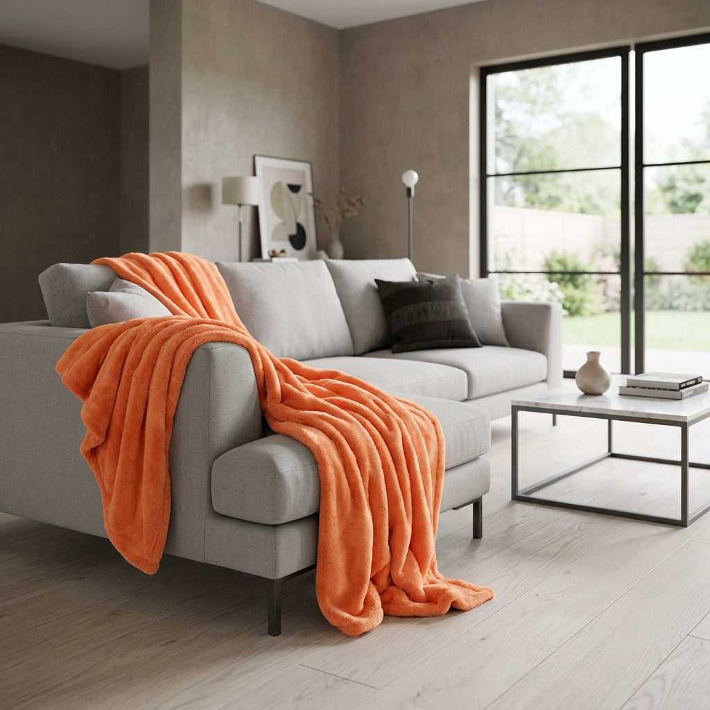 Daunex Plaid E Coperta In Morbido Pile Prime Mandarino
