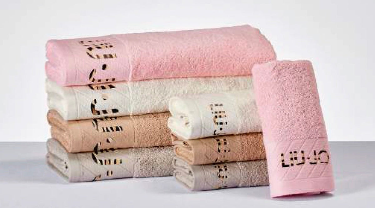 LIU JO COPPIA ASCIUGAMANI 1+1 IN SPUGNA DI COTONE LB928B DIAGONAL LEOPARDATO