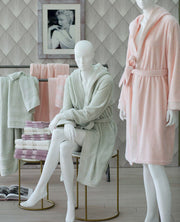 Blumarine Accappatoio Con Cappuccio In Spugna Di Cotone Con Bordo Jacquard E Filo Lurex Dolce Ozio