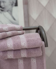 Blumarine Set asciugamani 1+1 in spugna di cotone con logo jacquard filo lurex Dolce Ozio