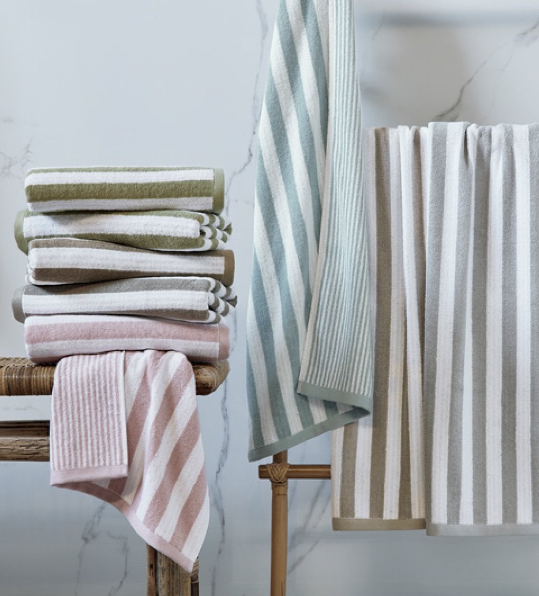 Lasa Home Set Asciugamani 1+1 In Spugna Di Cotone Efficience Stripes
