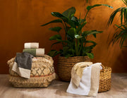 Biancoperla Set Asciugamani 1+1 In Spugna Di Cotone Con Balza In Puro Lino Eko Lino Washed