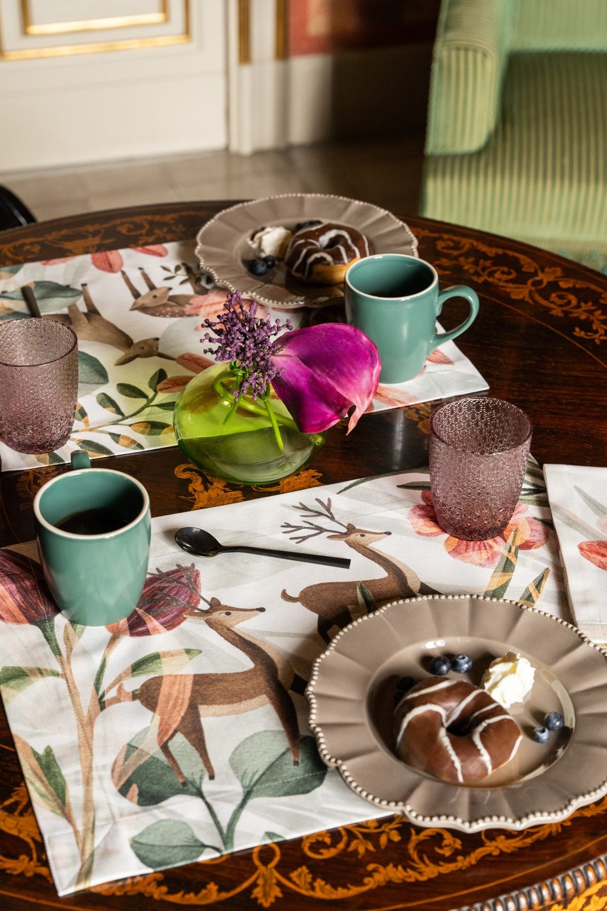 Napking Set 4 Americane In Raso Di Cotone Antimacchia Foret