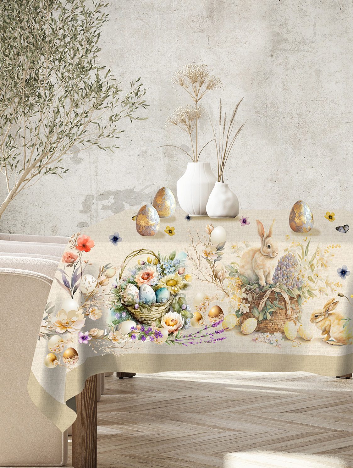 Casa Anversa Tovaglia Di Pasqua In Tessuto Antimacchia Stampato Felice Pasqua 03