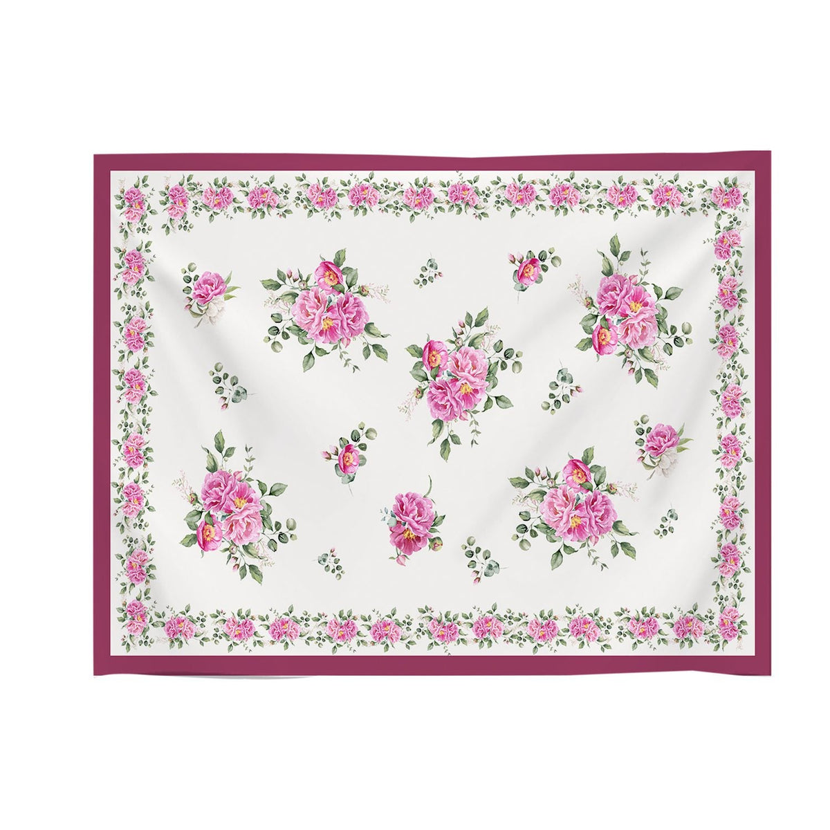 Casa Anversa Tovaglia E/O Runner In Tessuto Antimacchia Stampato Peony Rosa