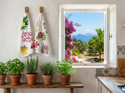 Napking Strofinaccio In Lino Premium Stampato Flora Rosa