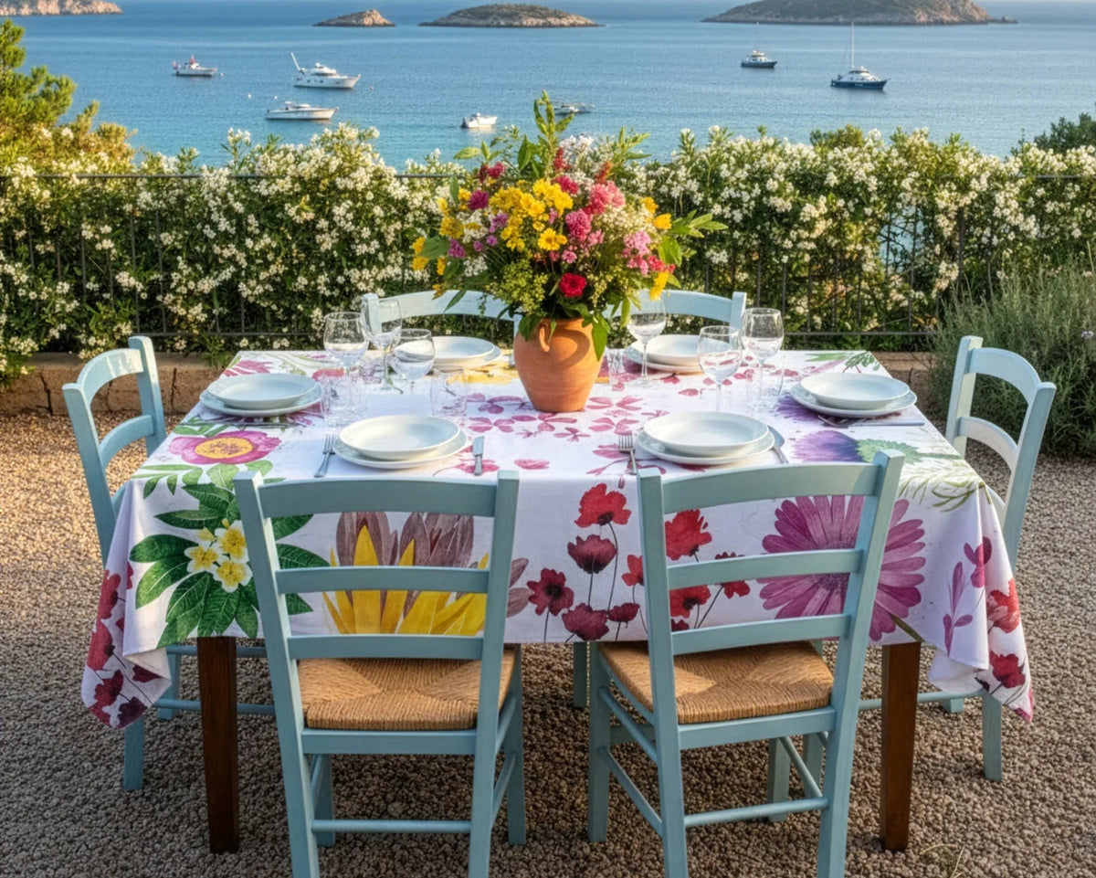 Napking Tovaglia E/O Runner In Lino Premium Flora Rosa