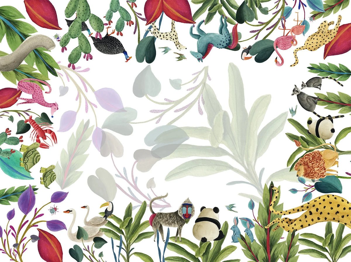 Napking Tovaglia E/O Runner In Raso Di Cotone Antimacchia Stampato Funkyanimals