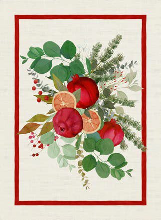 Tessitura Toscana Telerie Strofinaccio Natalizio In Lino Garland Glee