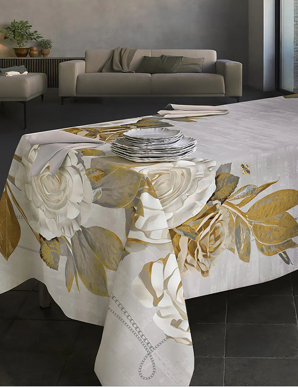 TESSITURA RANDI TOVAGLIA IN COTONE STAMPATO GOLD