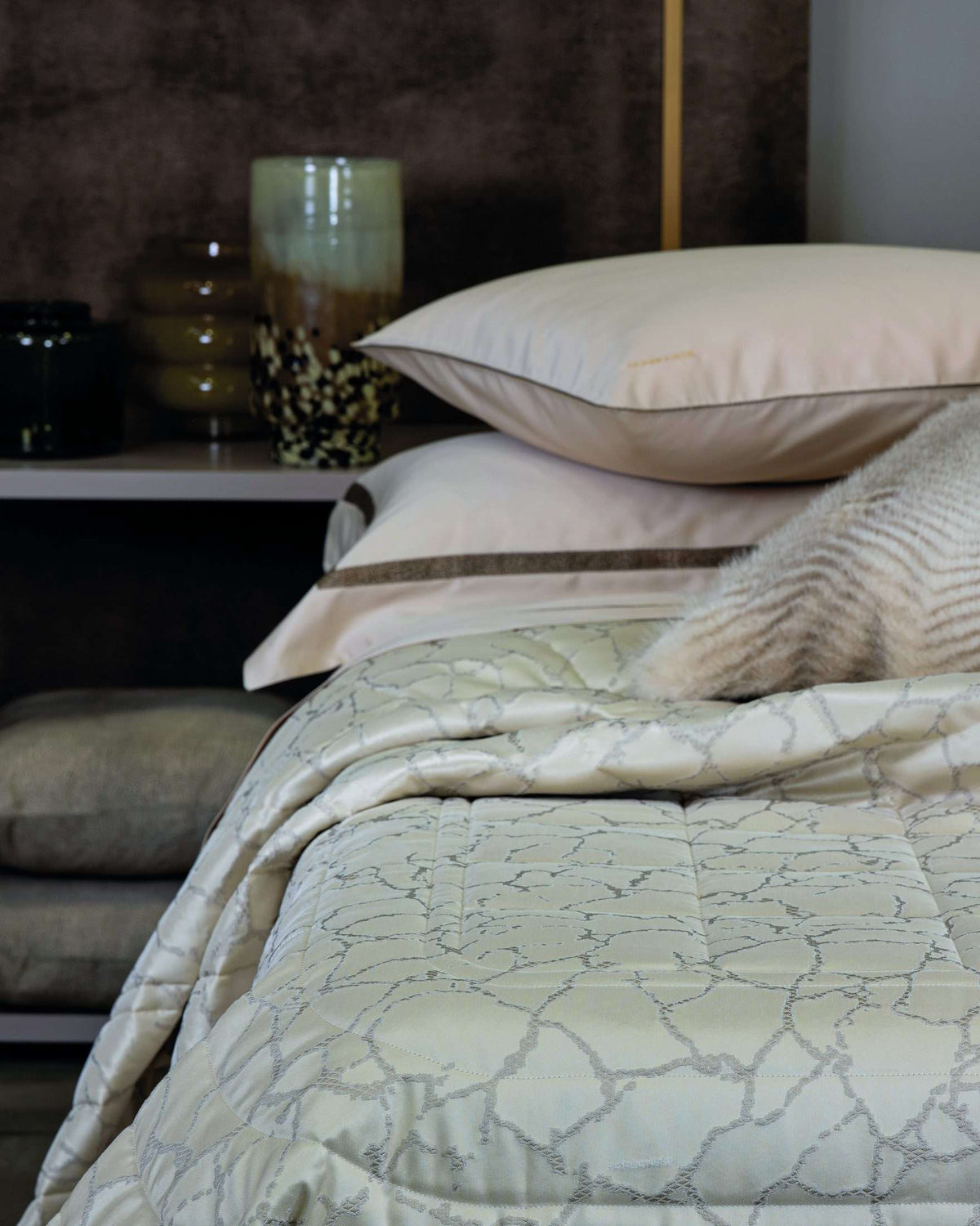Borbonese Home Copriletto Trapuntato Matrimoniale In Jacquard Grafica