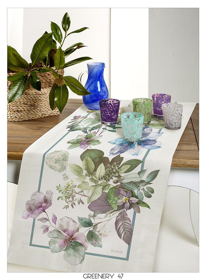 Tessitura Randi Bloom Runner In Cotone Stampato Greenery