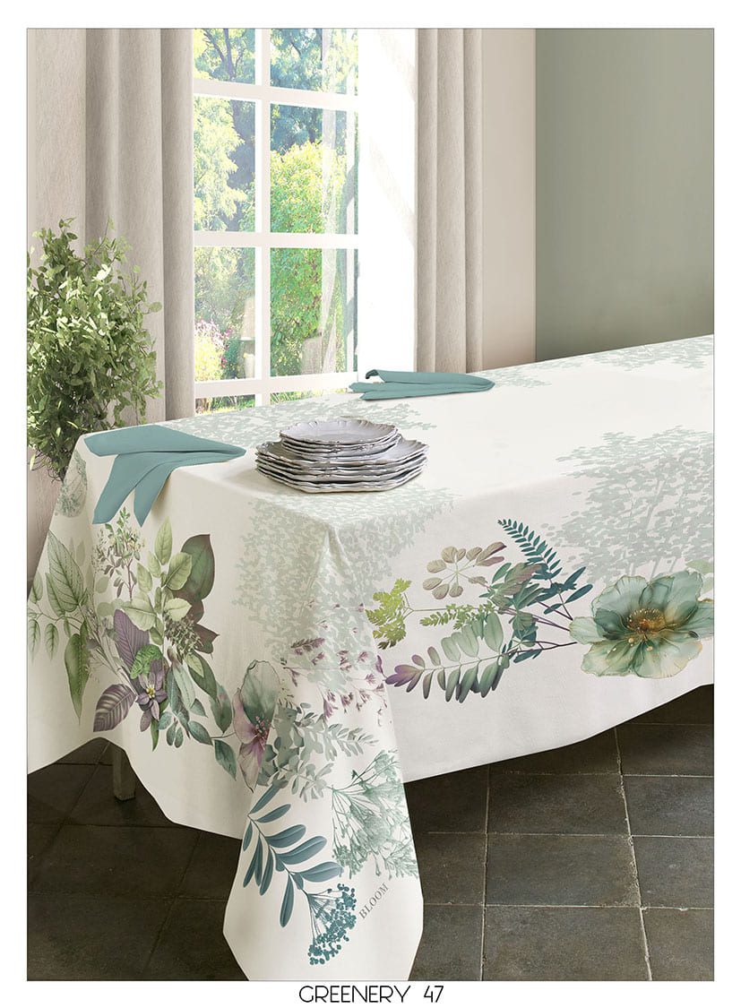 Tessitura Randi Bloom Tovaglia In Cotone Stampato Greenery