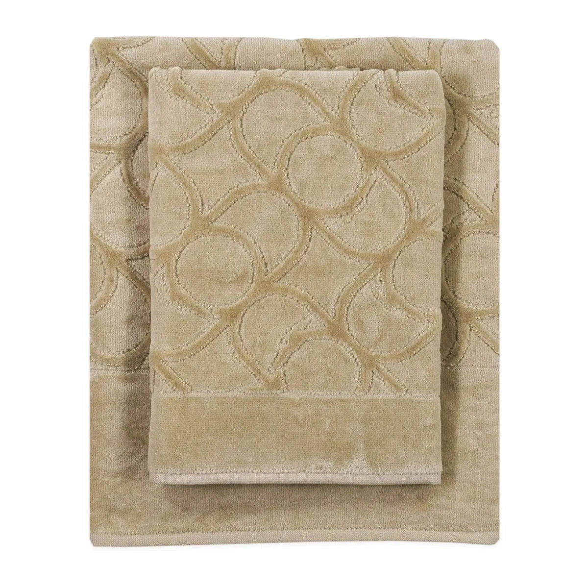 Trussardi Set Asciugamani 1+1 In Spugna Di Cotone Velour Jacquard Greyhound Monogram