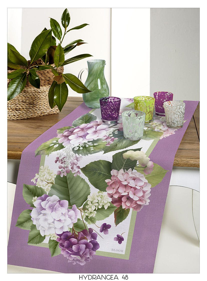 Tessitura Randi Bloom Runner In Cotone Stampato Hydrangea