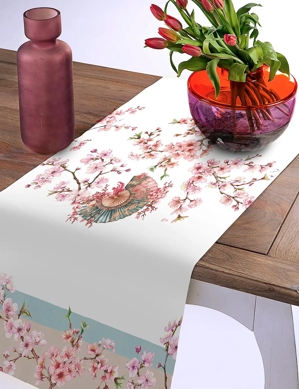 Tessitura Randi Runner In Cotone Stampato Ikebana