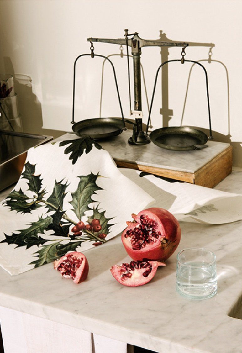 Napking Tovaglia Natalizia E/O Runner In Lino Stampato Ilex
