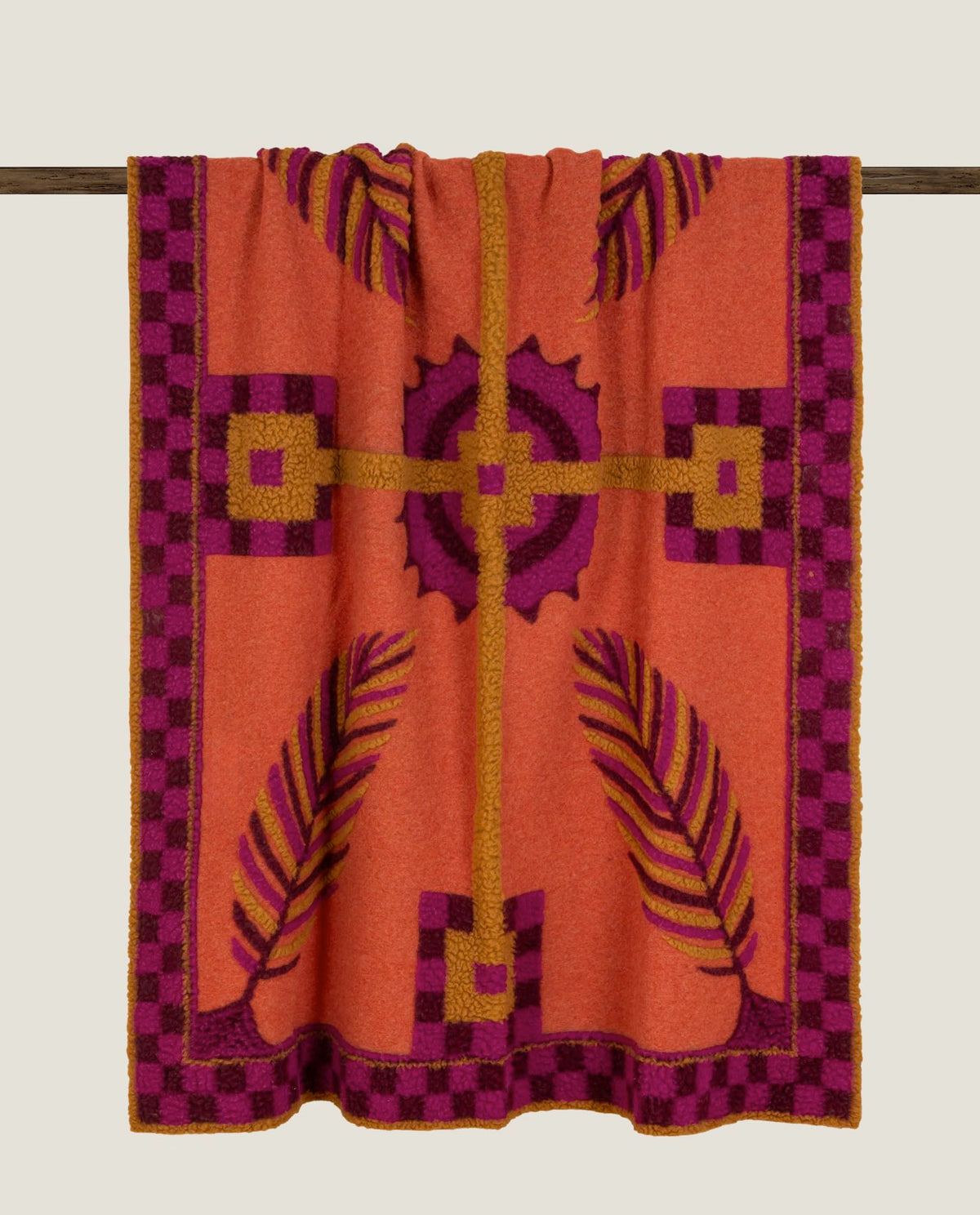 Frati Home Coperta Plaid In Lana Cotta Imperiale Prugna