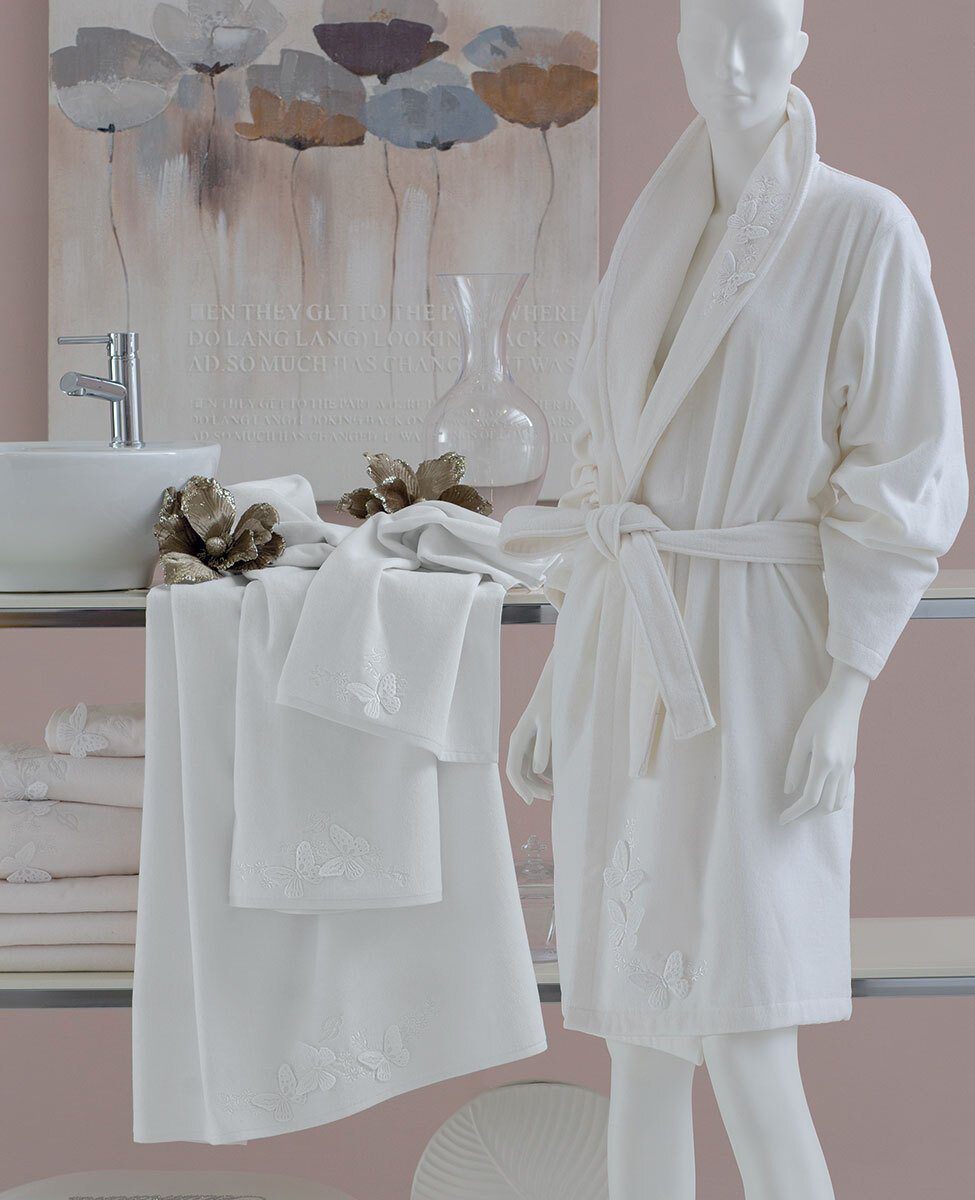 Blumarine Accappatoio Con Cappuccio In Spugna Velour Con Ricamo Isabella