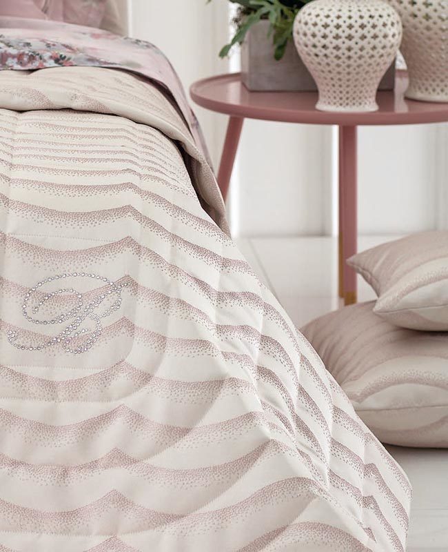Blumarine Copriletto Matrimoniale Trapuntato in tessuto Jacquard Jasmine