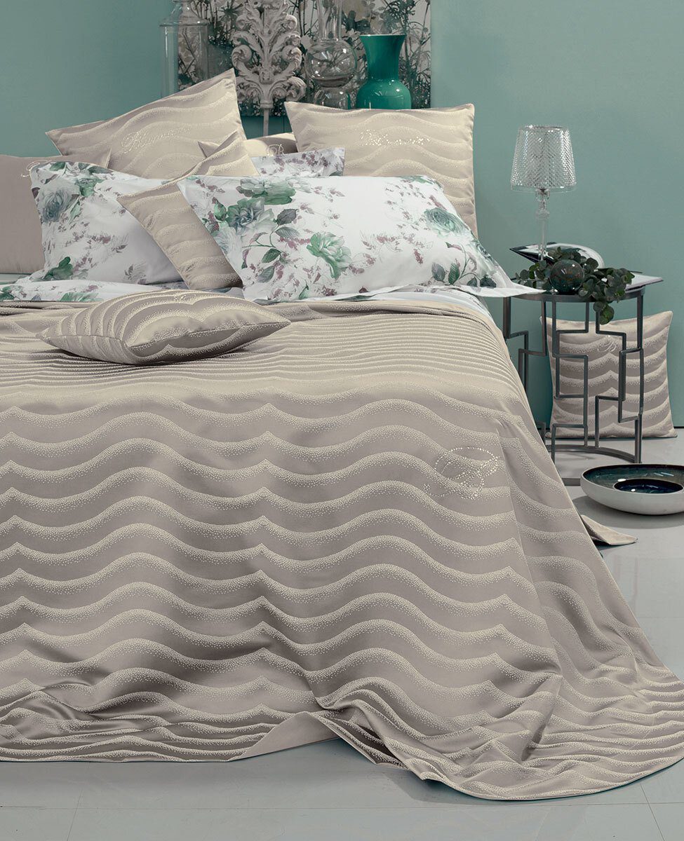 Blumarine Copriletto Matrimoniale In Jacquard Liscio Sfoderato Con Strass Jasmine