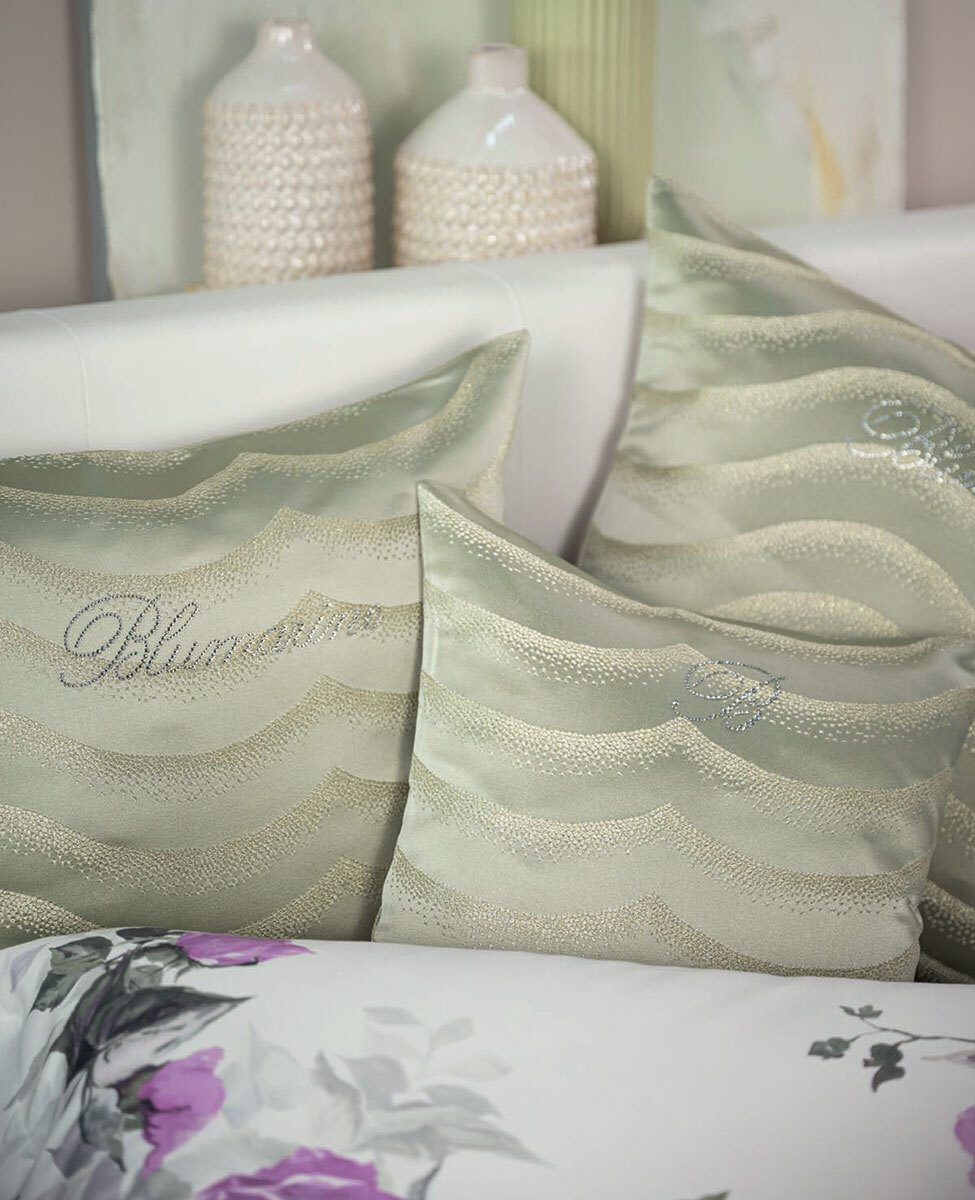 Blumarine Cuscino Arredo Jacquard Con Logo In Cristalli Jasmine