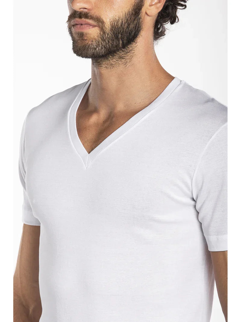 Julipet T Shirt Scollo A V In Puro Cotone Filoscozia Mercerizzato Ilexi Jnm107